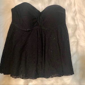 Strapless Swim Black Top